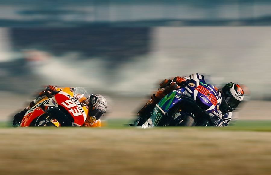 Marc Marquez following Jorge Lorenzo