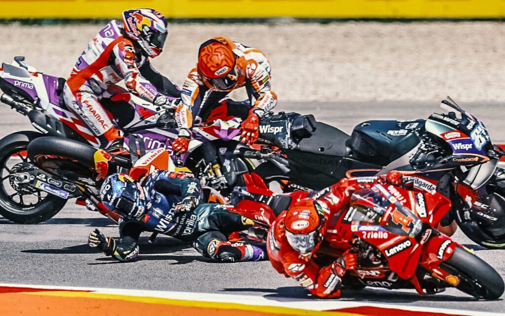 MotoGP 2023 Portuguese Grand Prix: Marc Marquez instigates a lap three melee as Bagnaia dominates